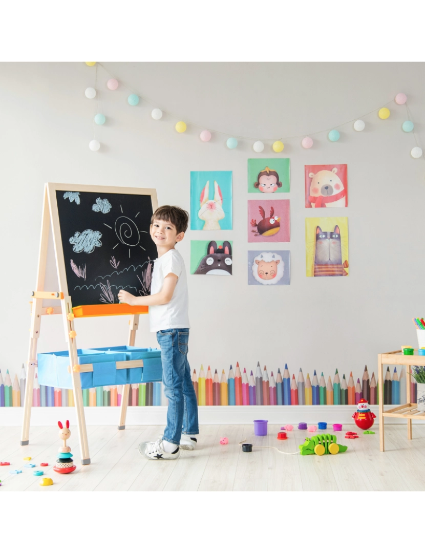 imagem de Teamson Kids - Pequeno artista Vangogh Crianças Easels - Madeira / Azul2