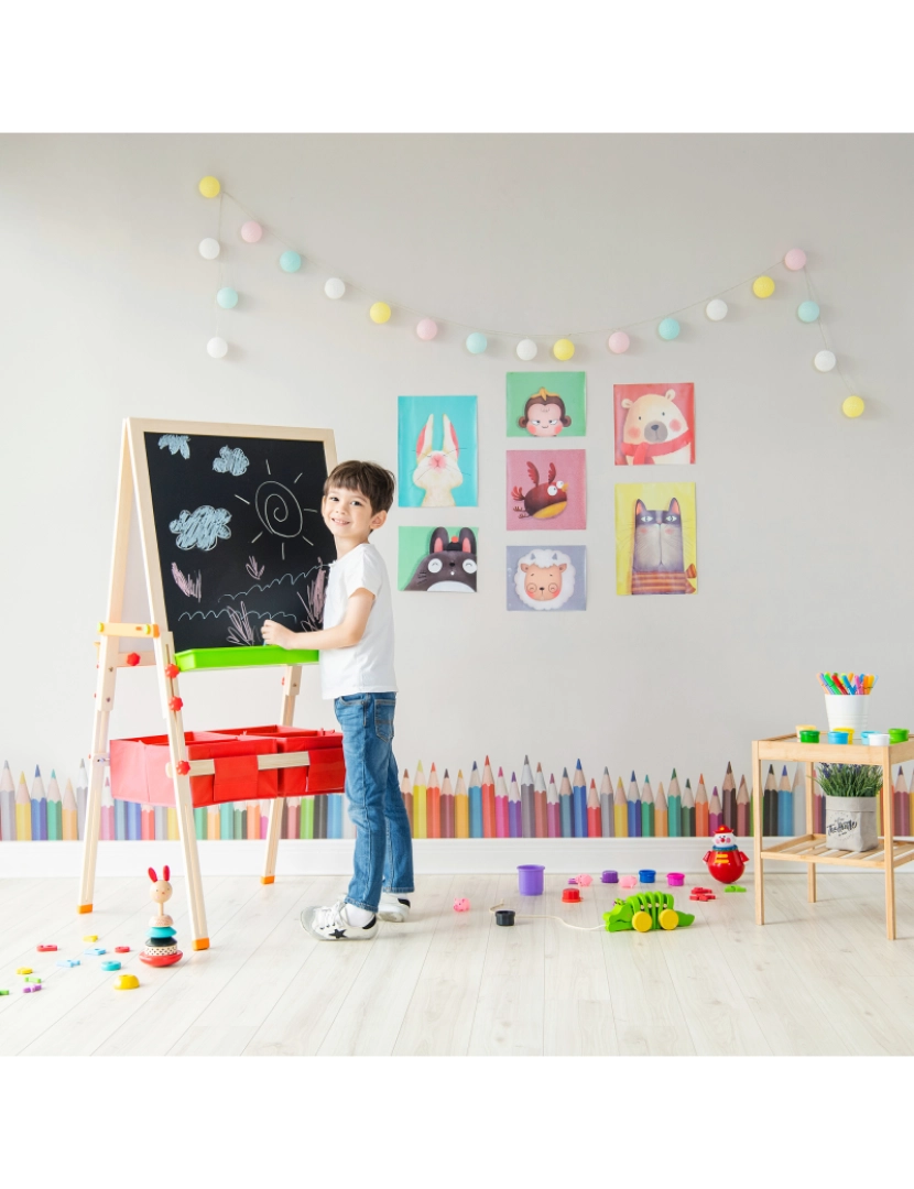 imagem de Teamson Kids - Pequeno artista Vangogh Crianças Easels - Madeira / Vermelho2