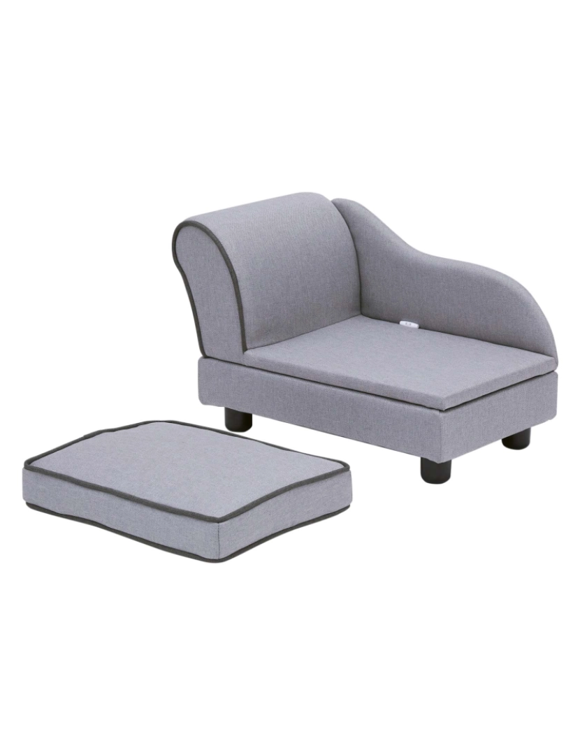 imagem de Cama de cão Teamson Pets Ivan Chaise Lounge com armazenamento para animais de estimação até 66 Lbs, cinza6