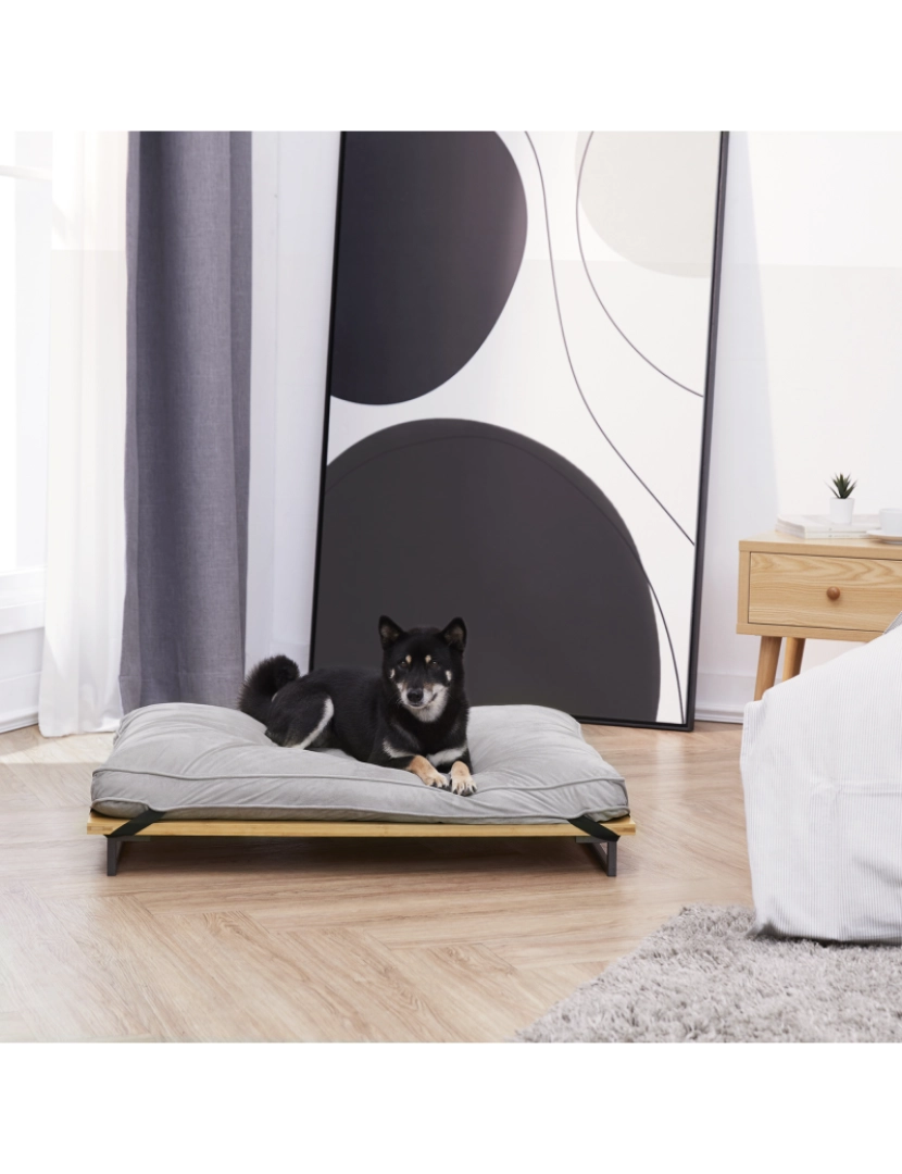 imagem de Teamson Pets Hassan grande elevated cama do cão com quadro e almofada, cinza3