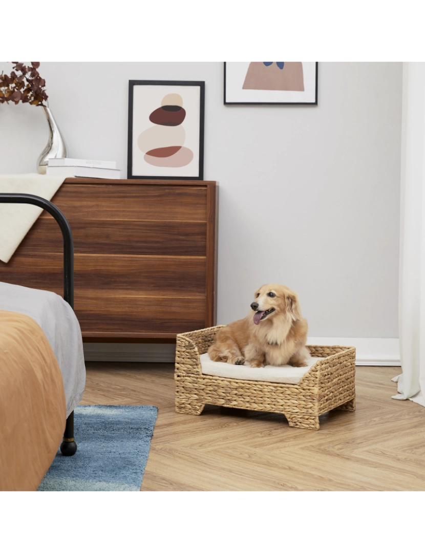 imagem de Teamson Pets Neith Wicker Seagras Pet Cat or Small Dog Daybed, Tan/Cream2