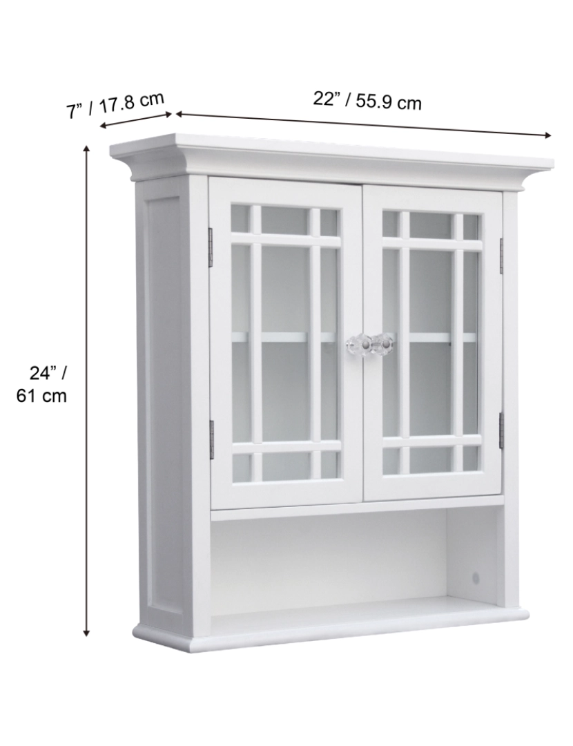 imagem de Armário de parede de madeira removível da casa de Teamson com 2 portas de vidro, branco4