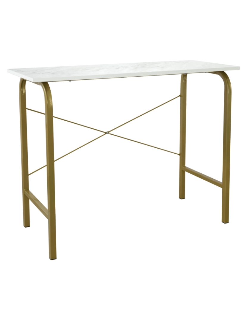 Teamson Home - Mesa de mesa de casa de Versanora 40" com Top de mármore falso e moldura de bronze Vnf-00092