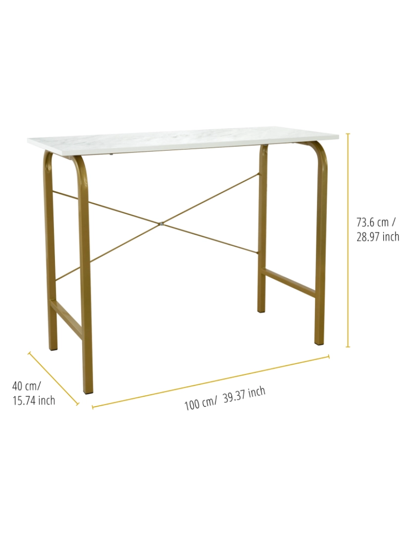 imagem de Mesa de mesa de casa de Versanora 40" com Top de mármore falso e moldura de bronze Vnf-000924