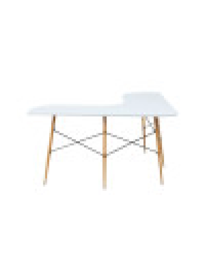 imagem de Teamson Home Roberto L-Shaped canto mesa com madeira e metal detalhes, branco6