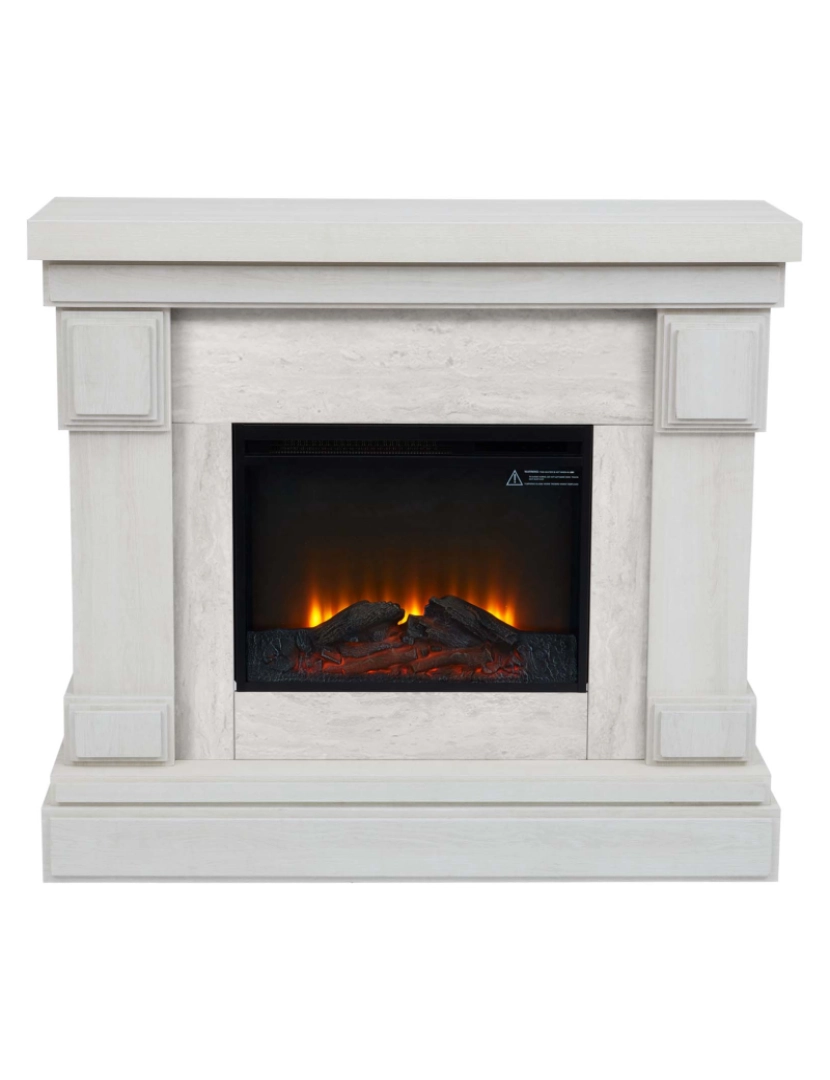 imagem de Teamson Home Hestia Electric Fireplace Mantel com mármore cinza falso, branco1