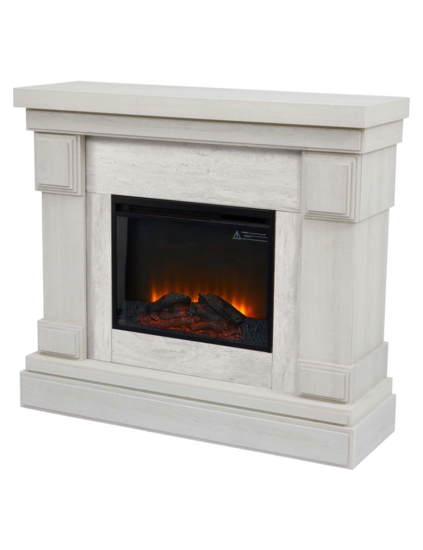 imagem de Teamson Home Hestia Electric Fireplace Mantel com mármore cinza falso, branco6