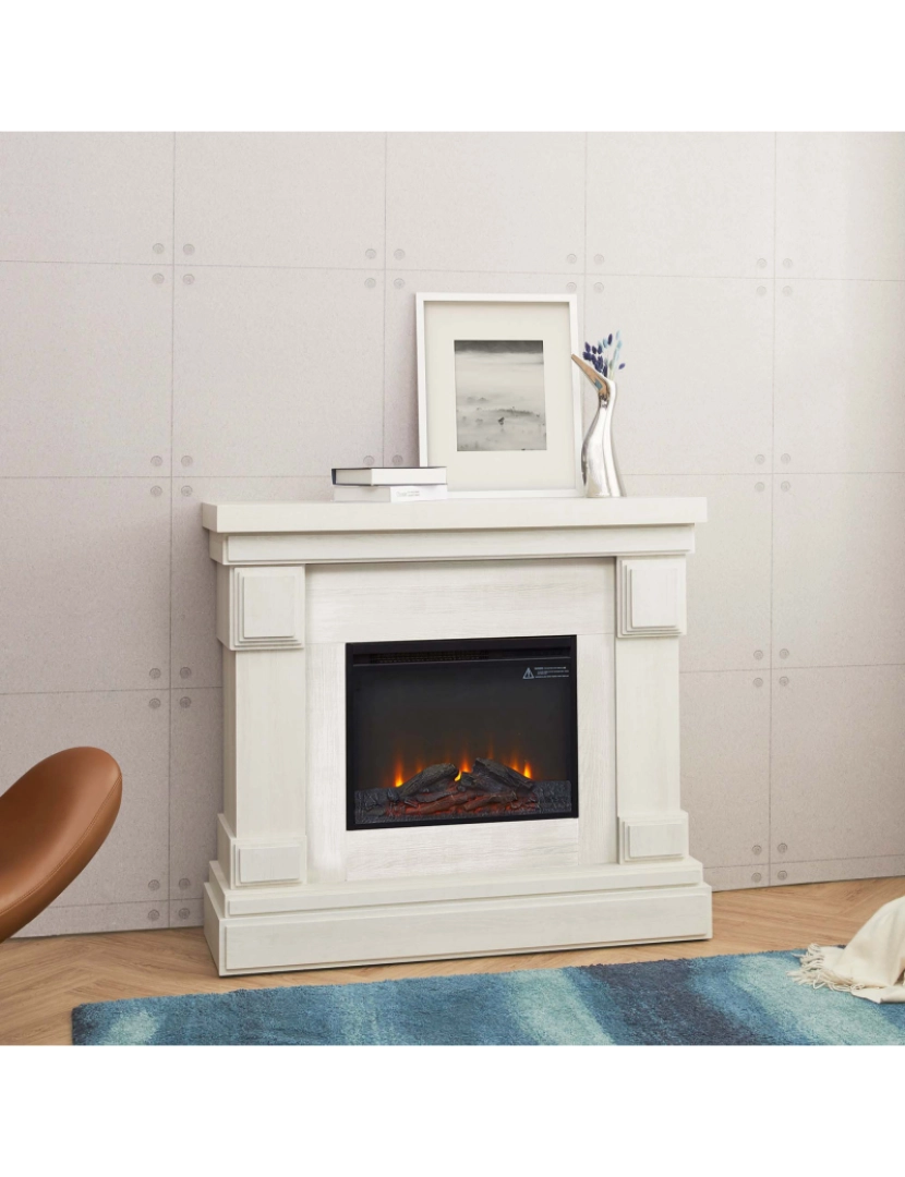 imagem de Teamson Home Hestia Electric Fireplace Mantel com acabamento de grão de madeira, branco3