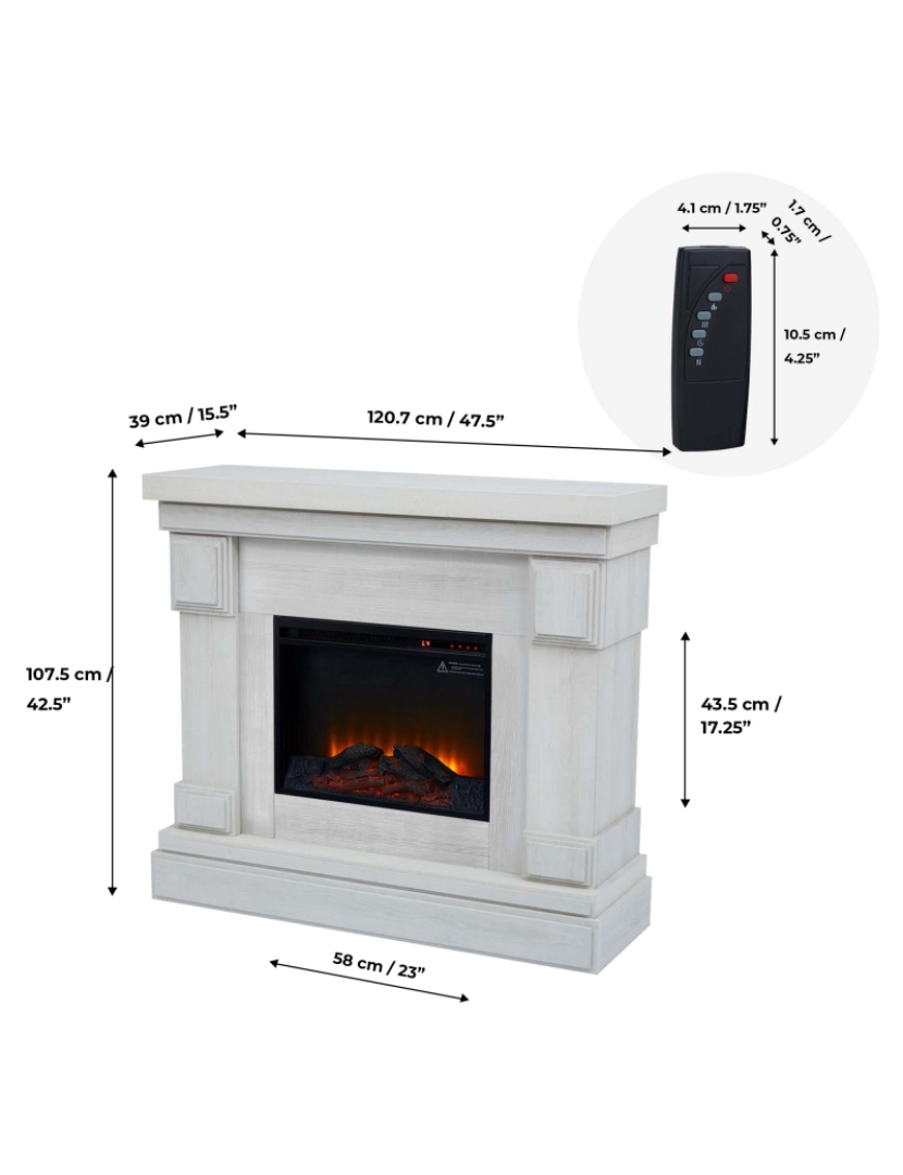 imagem de Teamson Home Hestia Electric Fireplace Mantel com acabamento de grão de madeira, branco4