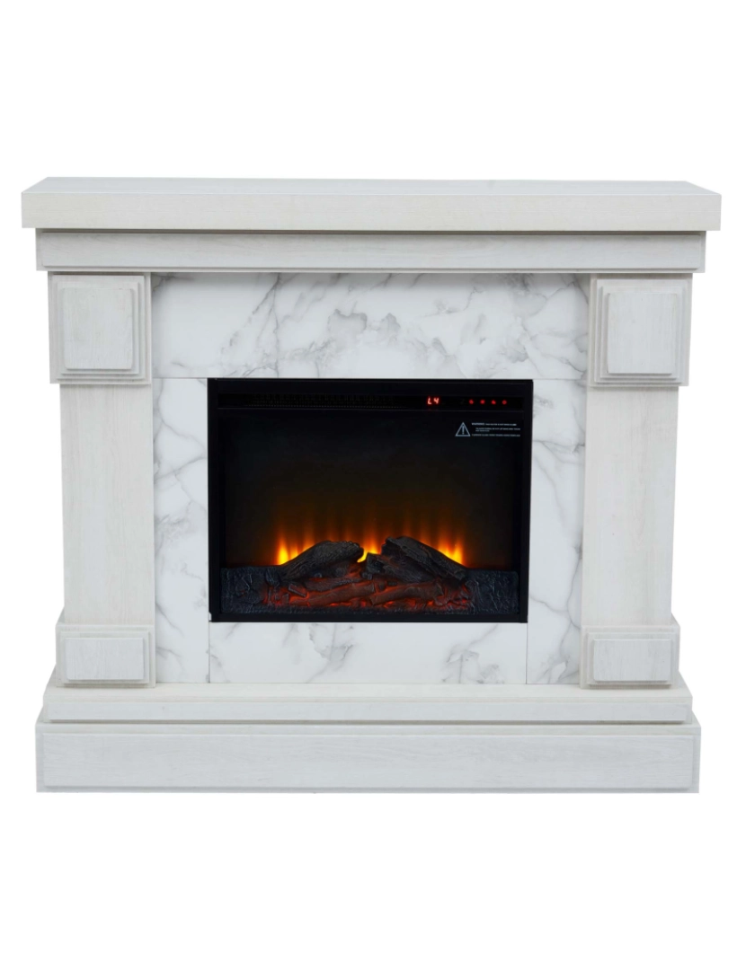 imagem de Teamson Home Electric Fireplace Mantel with Beige Faux Marble Surround, Branco1