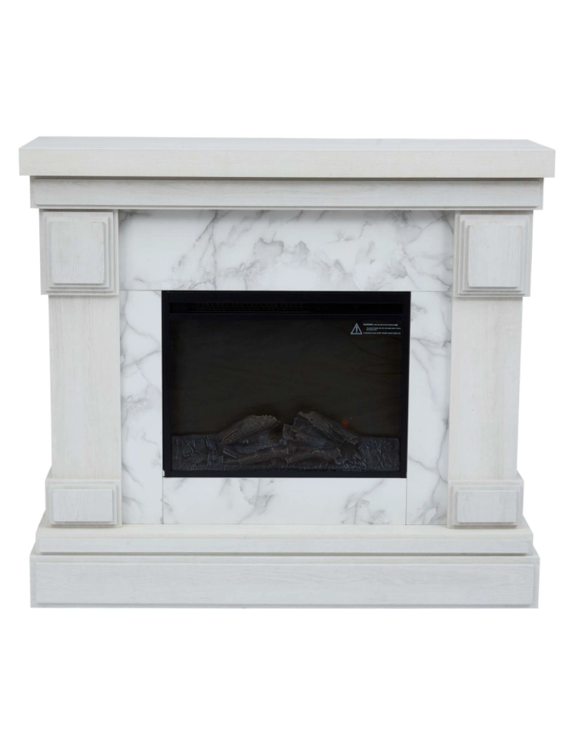 imagem de Teamson Home Electric Fireplace Mantel with Beige Faux Marble Surround, Branco5