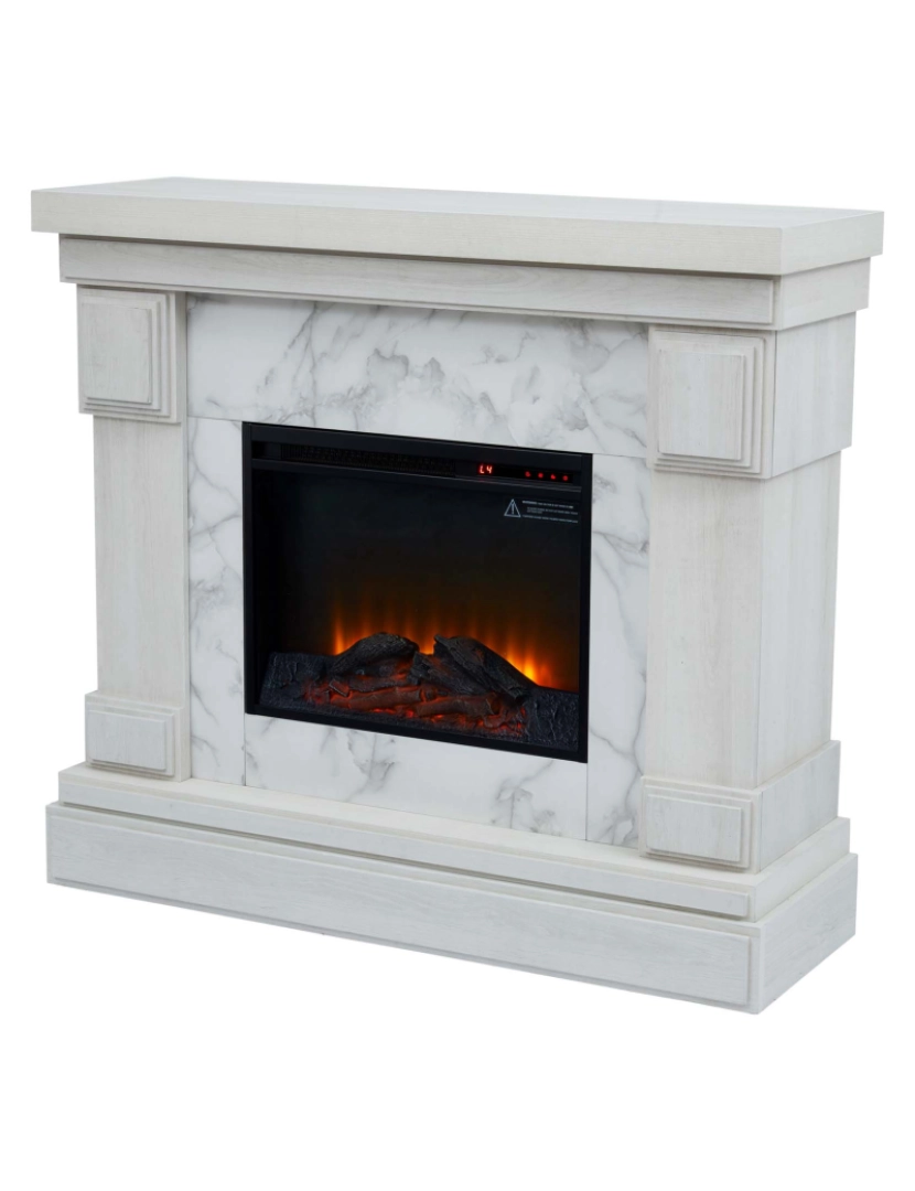 imagem de Teamson Home Electric Fireplace Mantel with Beige Faux Marble Surround, Branco6