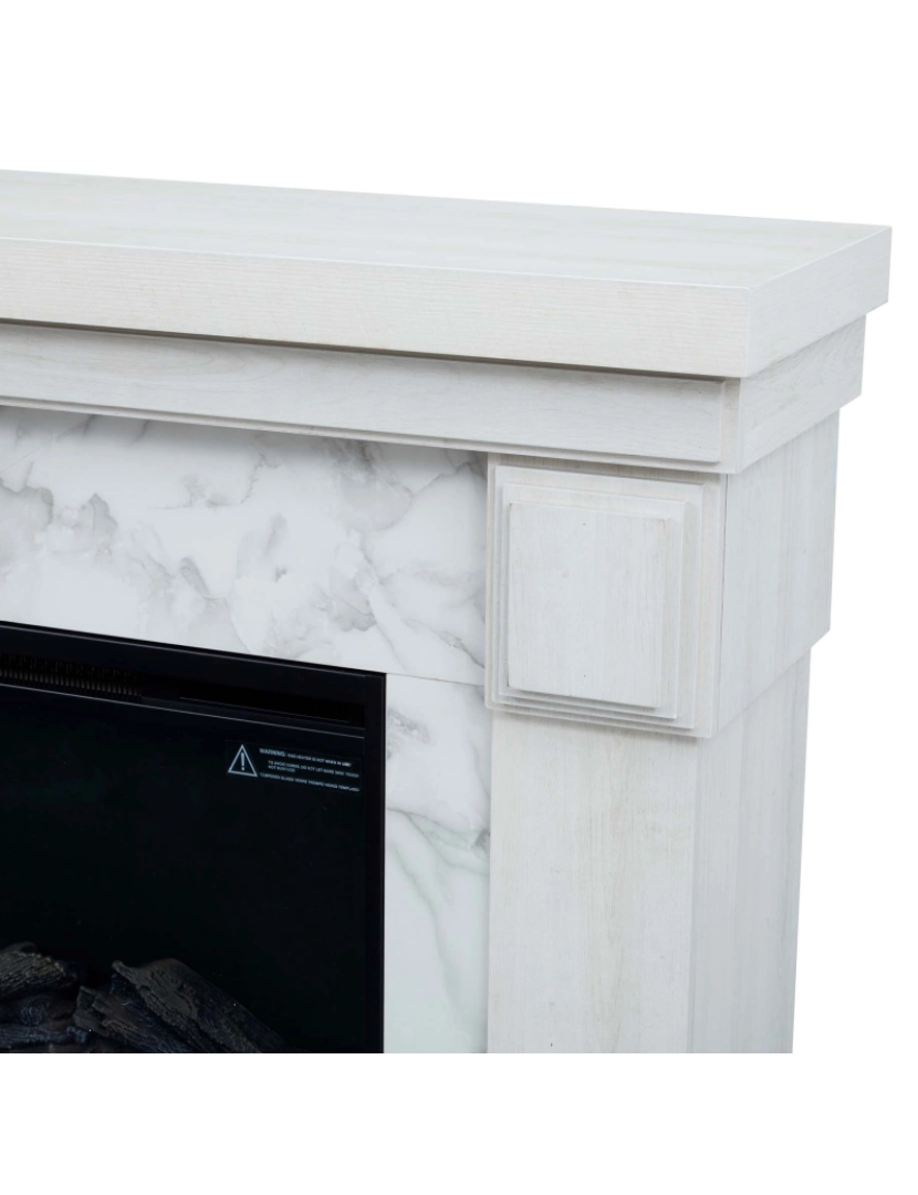 imagem de Teamson Home Electric Fireplace Mantel with Beige Faux Marble Surround, Branco7