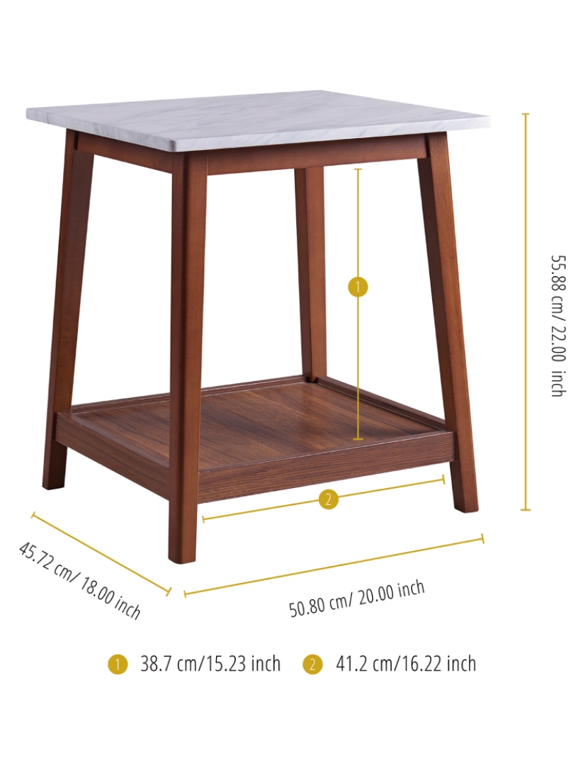 imagem de Versanora Lado Faux quadrado de mesa Design moderno de noz de mármore Kingston Vnf-000774