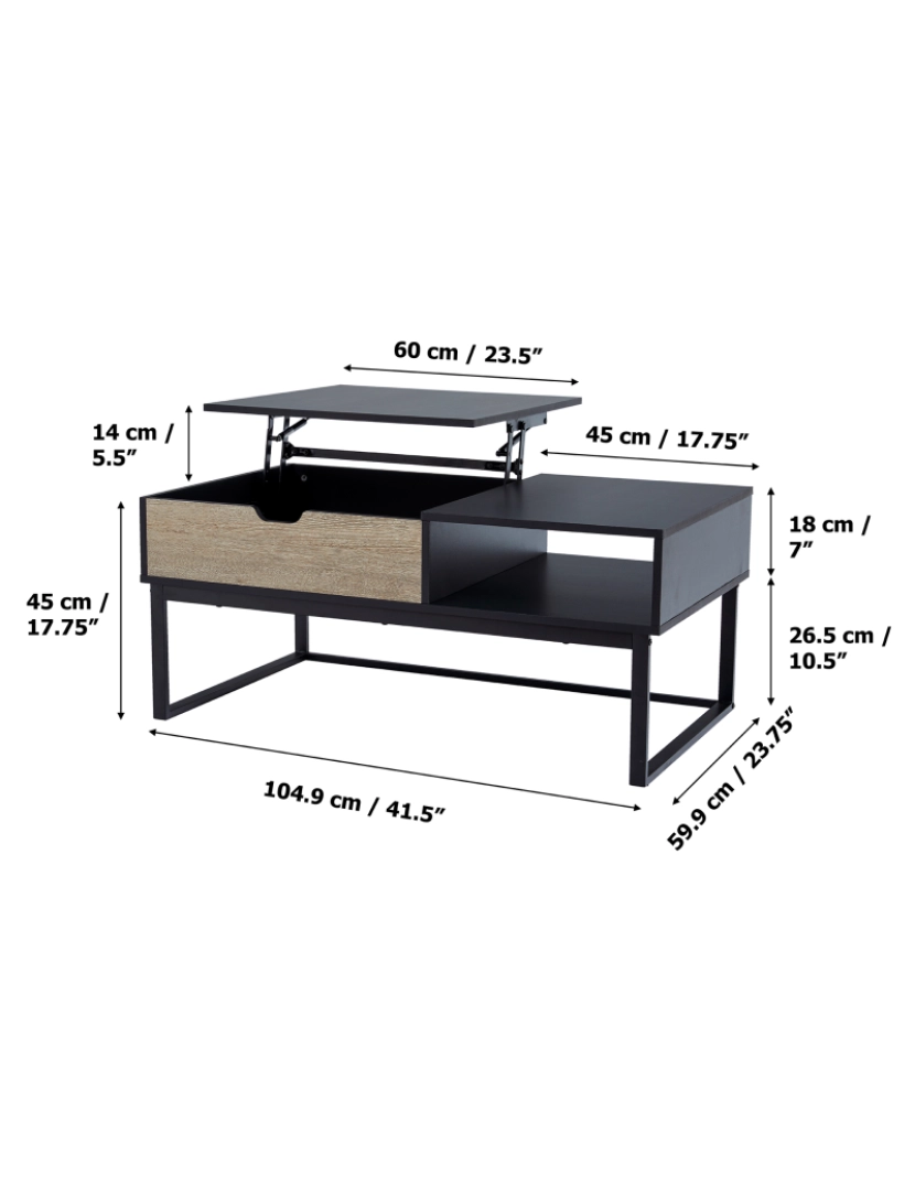 imagem de Teamson Home Bryson Two-Tone Lift Top mesa de café com armazenamento, preto4