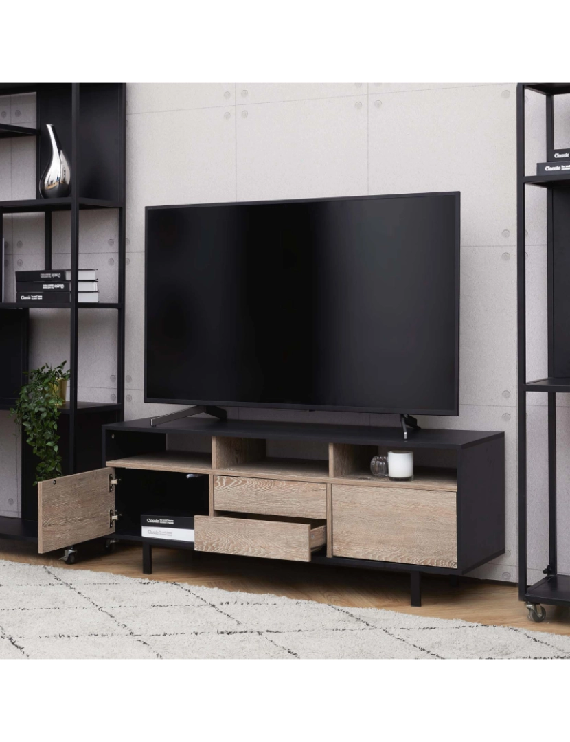 imagem de Teamson Home Bryson Tv Stand com gavetas Push-To-Open, portas, e prateleiras2