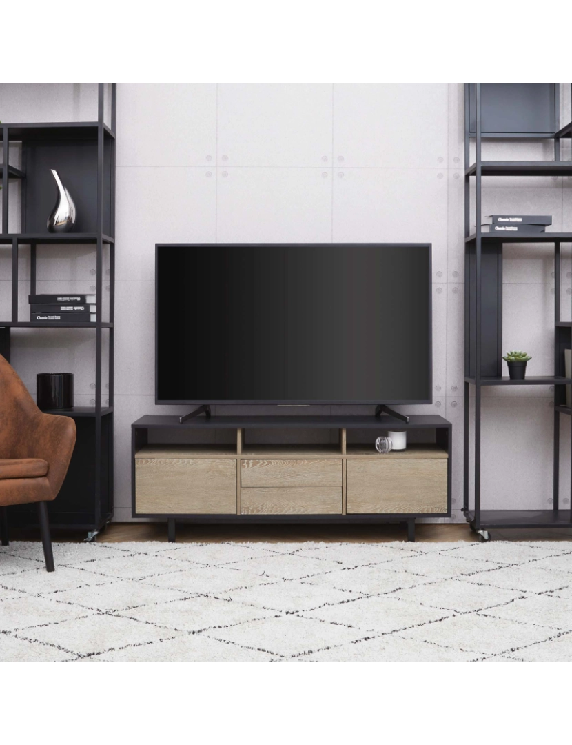 imagem de Teamson Home Bryson Tv Stand com gavetas Push-To-Open, portas, e prateleiras3