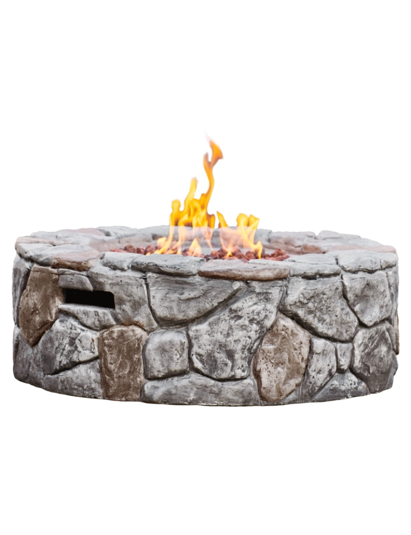 imagem de Teamson Home 28" Rodada Gás Fire Pit, Stone Grey1