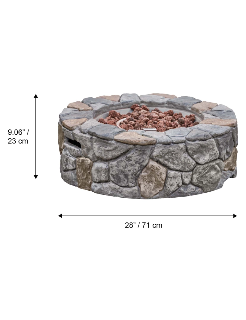 imagem de Teamson Home 28" Rodada Gás Fire Pit, Stone Grey4