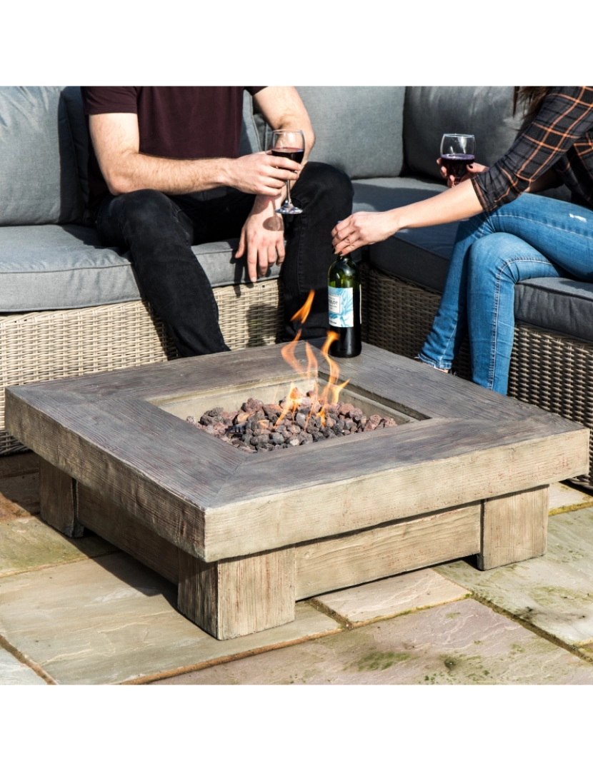 imagem de Teamson Home Square Retro Wood Look Gás Fire Pit3