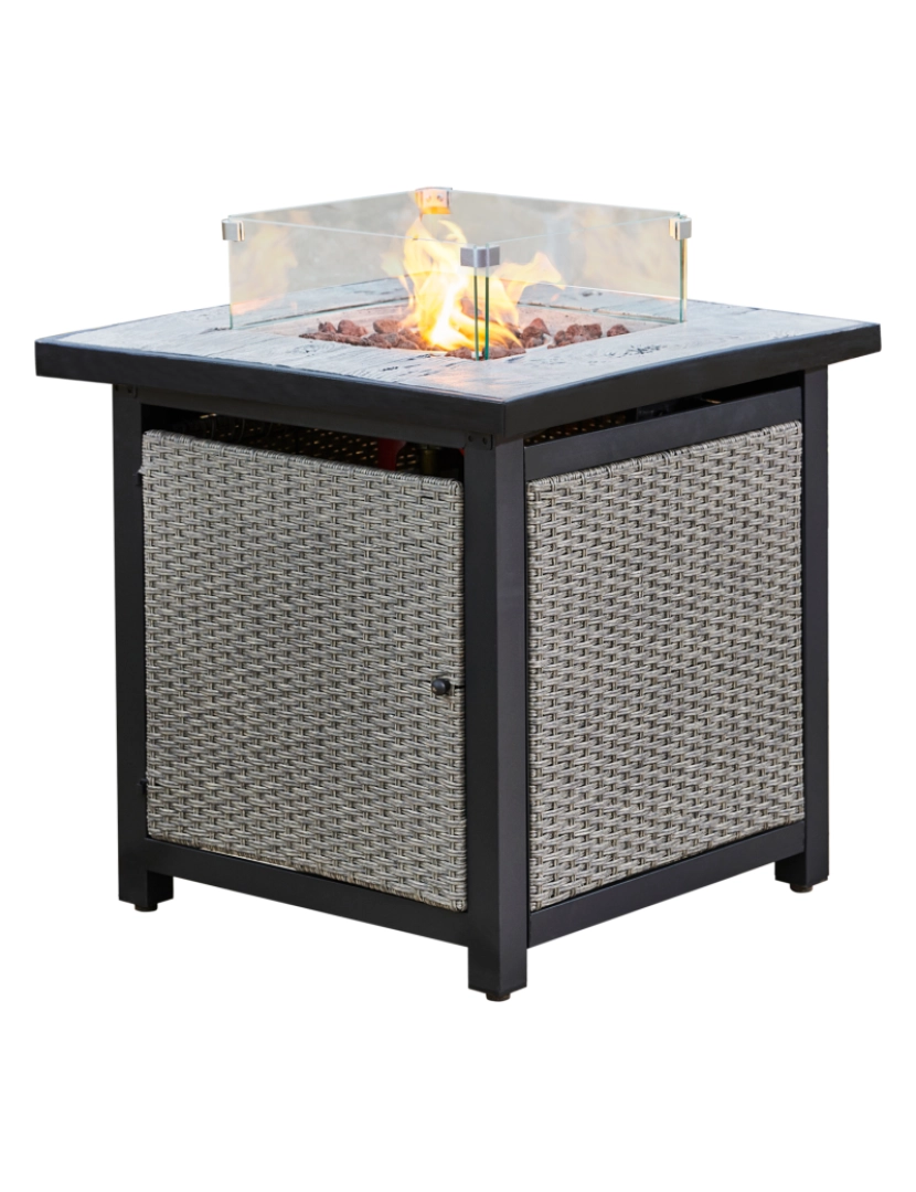 imagem de Teamson Home 29" Grande Praça Faux Betão Top Gás Fire Pit1