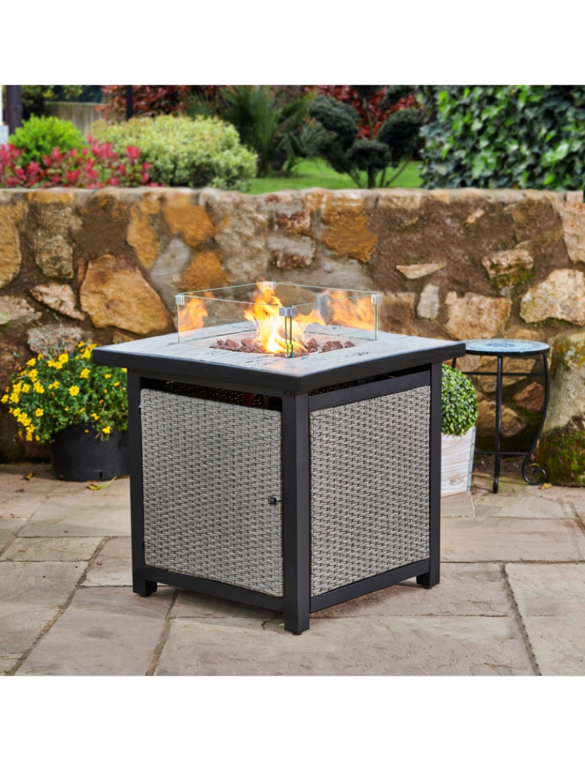 imagem de Teamson Home 29" Grande Praça Faux Betão Top Gás Fire Pit2