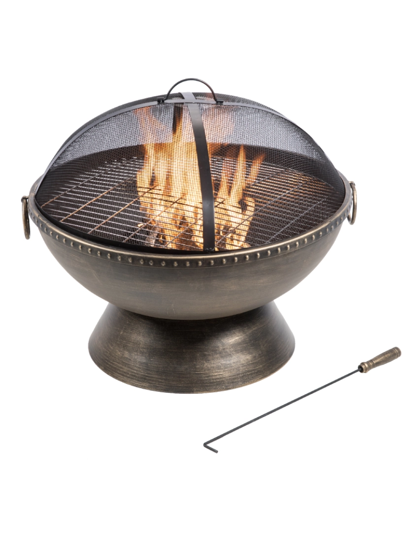 imagem de Peaktop Firepit Outdoor Wood Burning Fire Pit Steel Bbq Grill Poker Hr30701 AA6