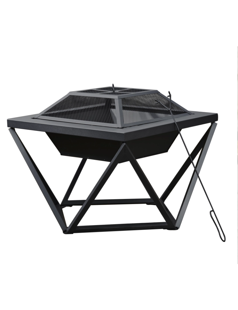 Teamson Home - Peaktop Firepit Outdoor Wood Burning Fire Pit Steel Bbq Grill Poker Pt-Fw0002