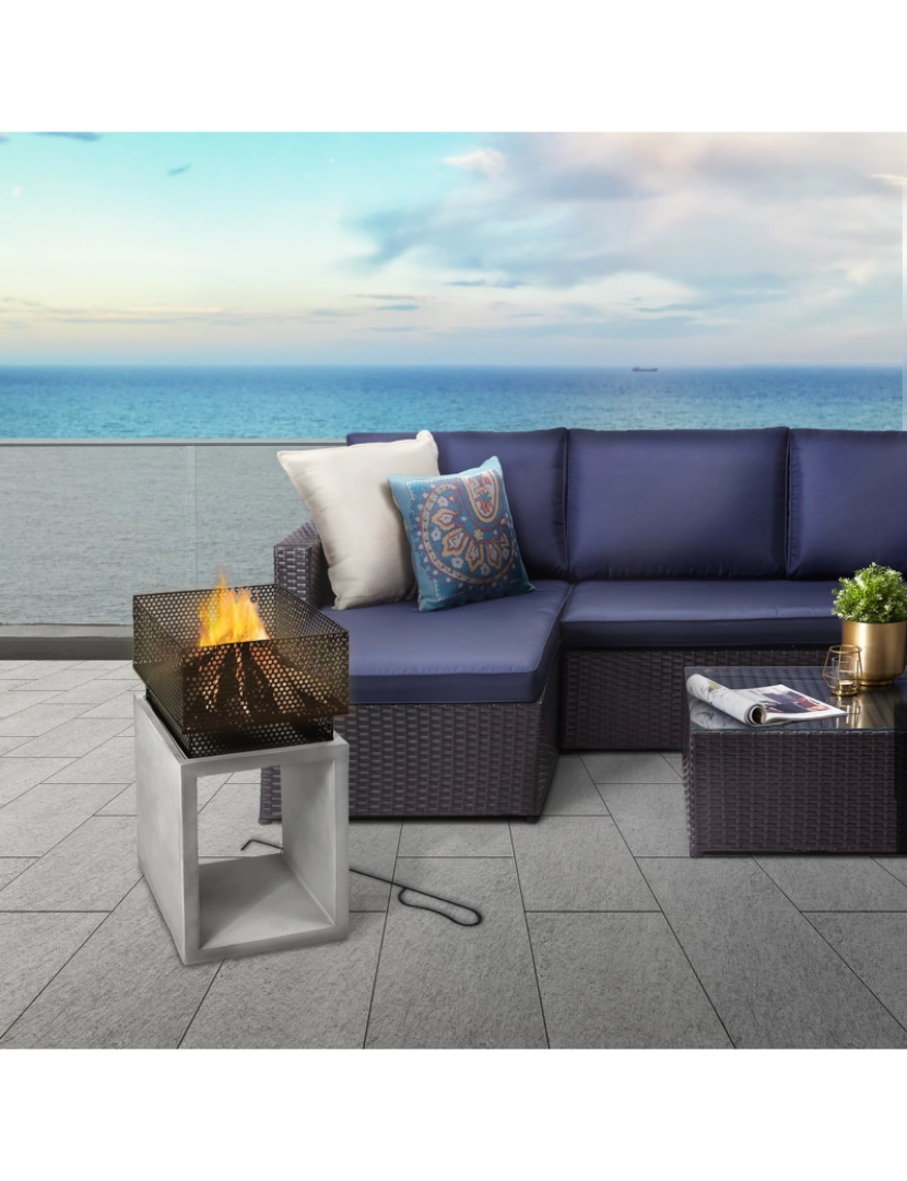 imagem de Peaktop Firepit madeira queimando fogo Pit estilo concreto com póquer de aço Pt-Fw00042