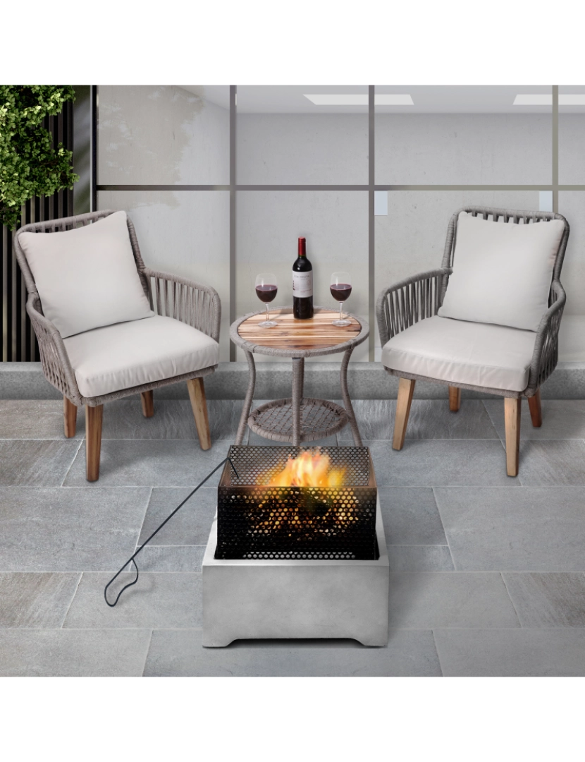 imagem de Peaktop Firepit madeira queimando fogo Pit estilo concreto com póquer de aço Pt-Fw00052