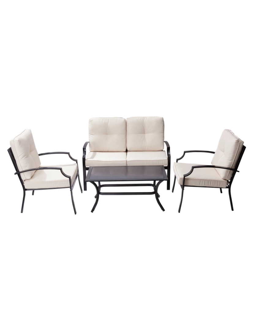 Teamson Home - Teamson Home Outdoor 4-peças Metal Pátio conjunto com Loveseat, duas cadeiras e mesa