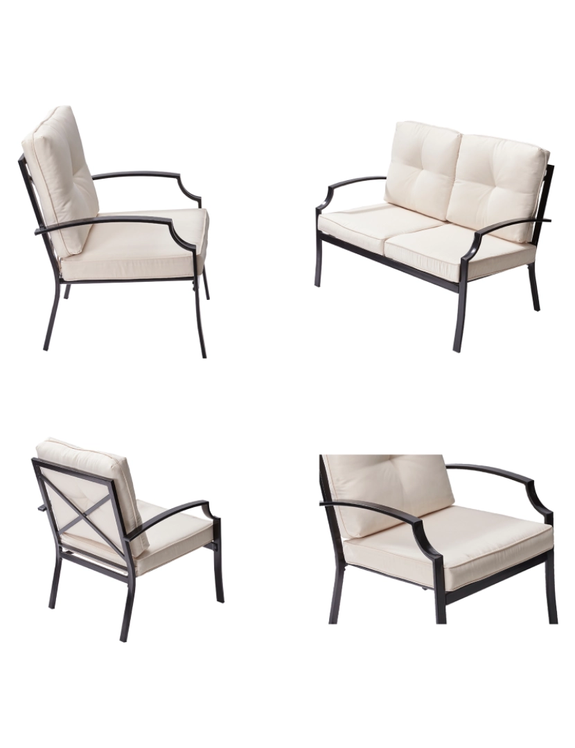 imagem de Teamson Home Outdoor 4-peças Metal Pátio conjunto com Loveseat, duas cadeiras e mesa6