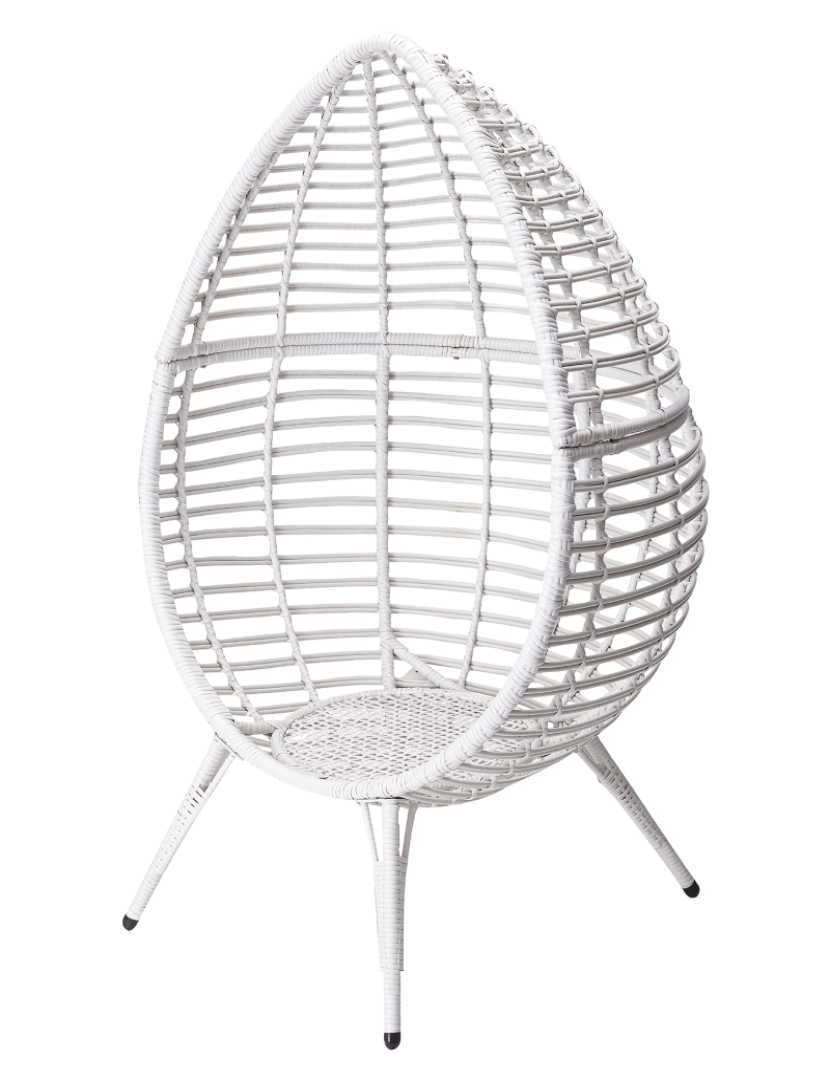 imagem de Cadeira do ovo do Rattan da mobília exterior do pátio do jardim de Teamson com almofada, branco4