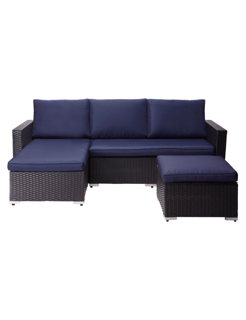 Teamson Home - Mobília do jardim do Teamson Home 3 Pcs, tabela do Rattan & Sofa Conjunto de pátio com almofadas