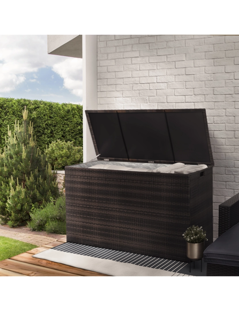 imagem de Teamson Home Wicker 154 Gallon Outdoor Deck Box para armazenamento de almofadas, marrom2