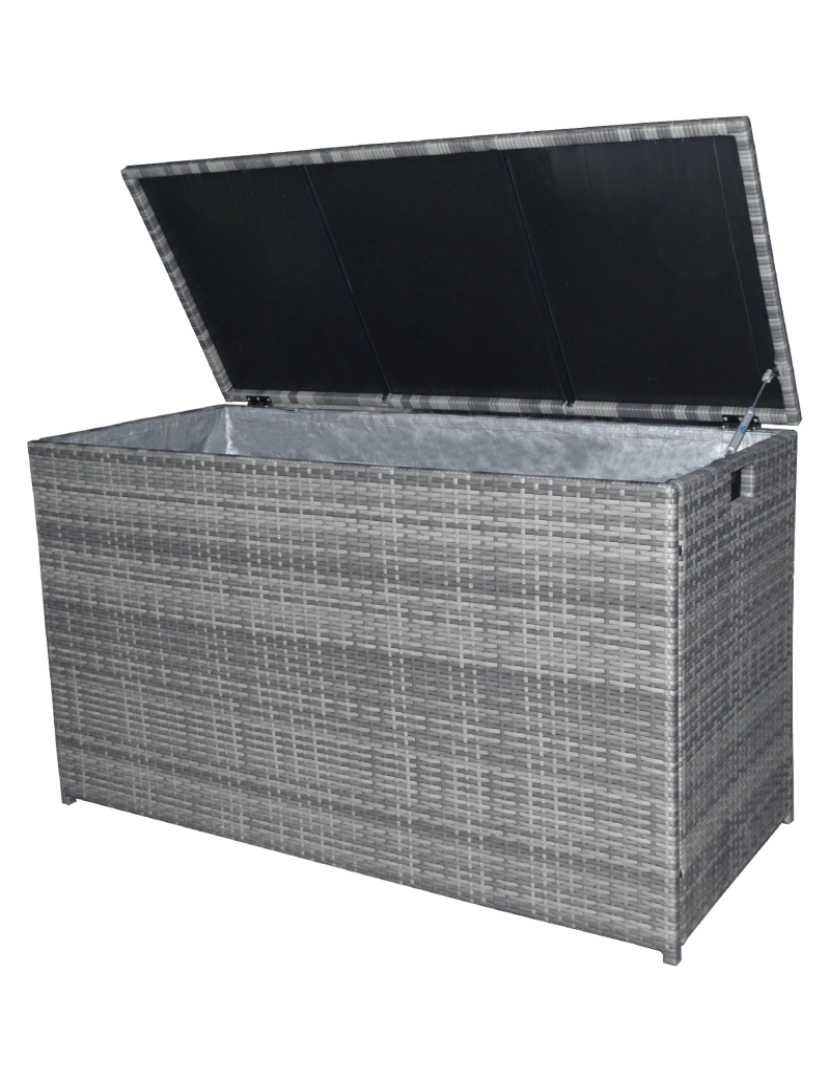 imagem de Teamson Home Wicker 154 Gallon Outdoor Deck Box para armazenamento de almofadas, cinza6