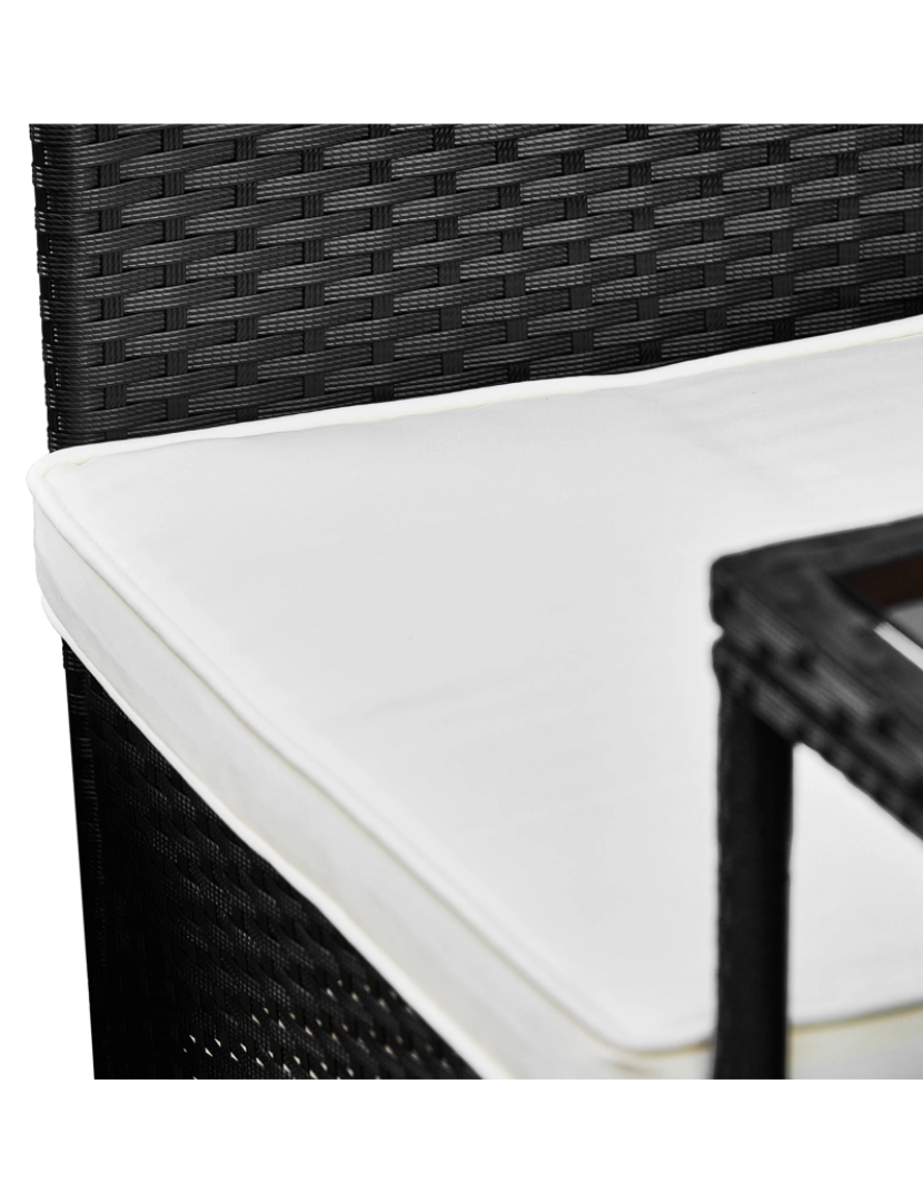 imagem de Teamson Home Wicker ao ar livre Loveseat Bench com mesa e almofadas, preto7