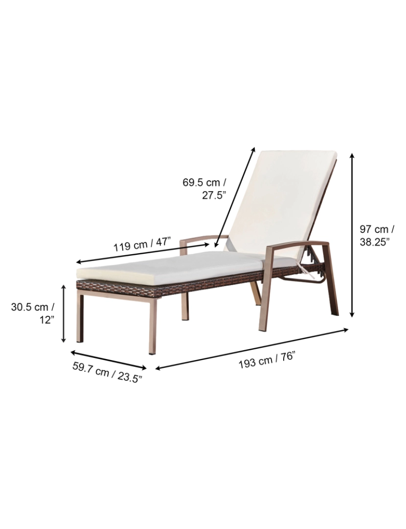 imagem de Teamson Home 2 Pátio de vime ao ar livre Cadeiras de salão de chaise acolchoadas, Brown/Cream4