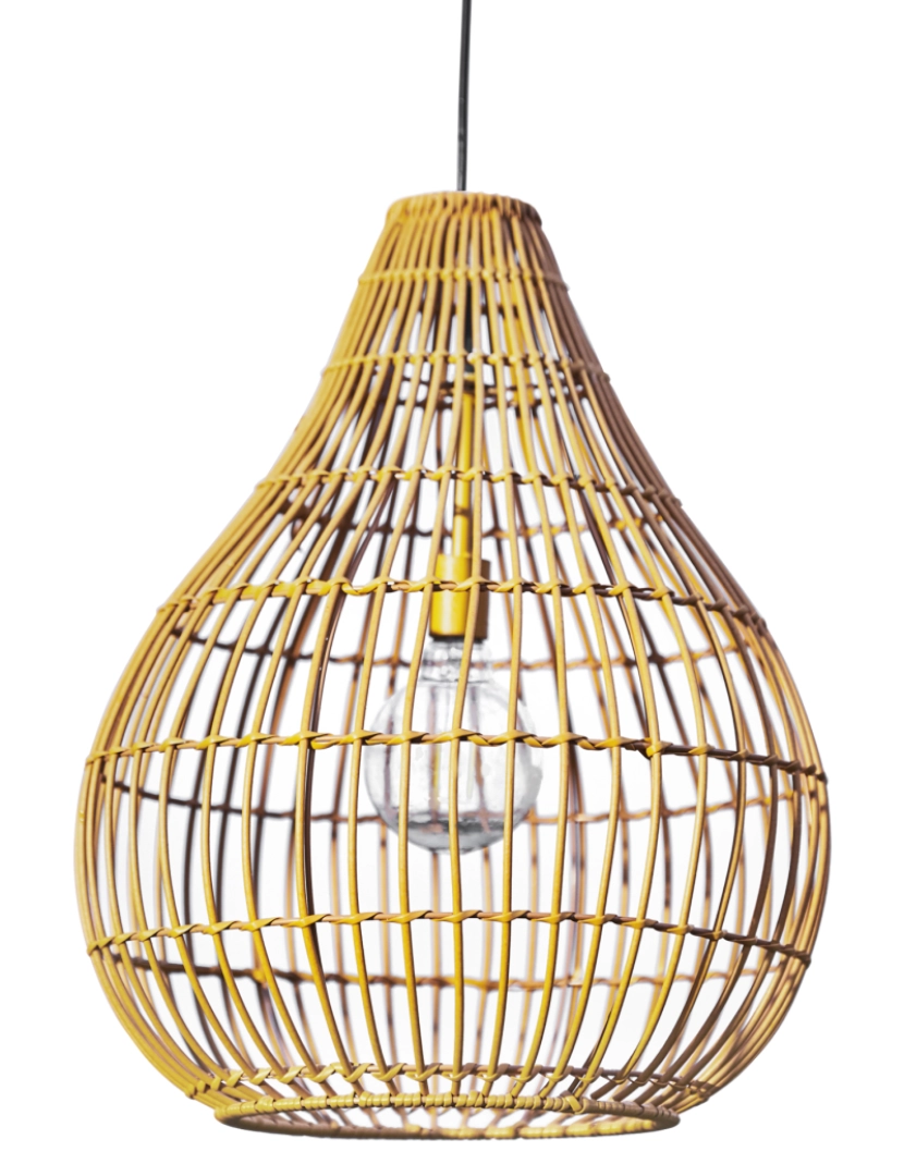 Teamson Home - Teamson Home Solar Dimmable Light with Wicker Teardrop Shade Pendant, Brown