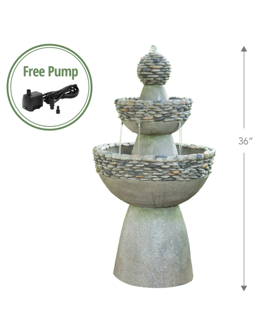 imagem de Peaktop Water Fountain Indoor Conservatory Garden Grey Tier Ornament Fi0030Aa-Uk5