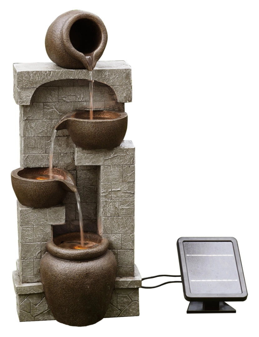 imagem de Fonte de água das bacias de Cascading Solar com luzes conduzidas, Brown5