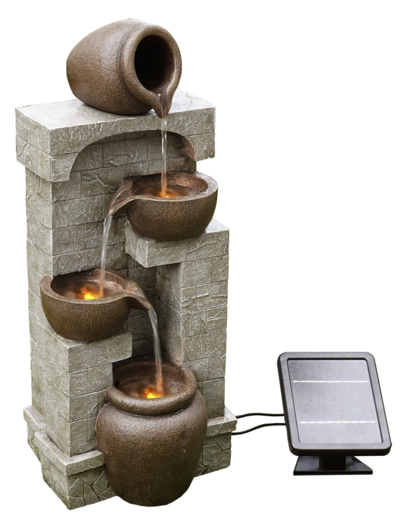 imagem de Fonte de água das bacias de Cascading Solar com luzes conduzidas, Brown7