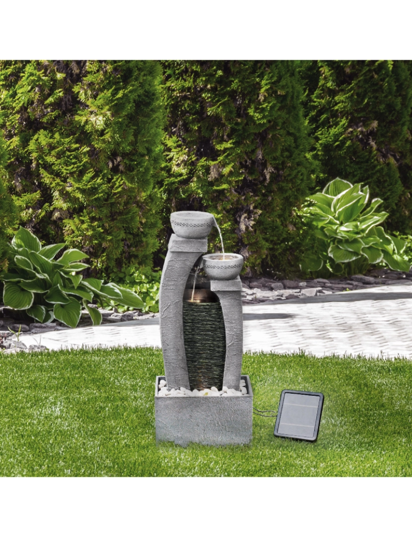 imagem de Peaktop Solar Power Water Fountain Garden Slate Grey Ornament, luz Pt-Sf00023