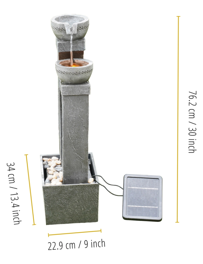 imagem de Peaktop Solar Power Water Fountain Garden Slate Grey Ornament, luz Pt-Sf00024