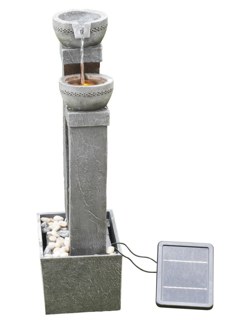 imagem de Peaktop Solar Power Water Fountain Garden Slate Grey Ornament, luz Pt-Sf00025