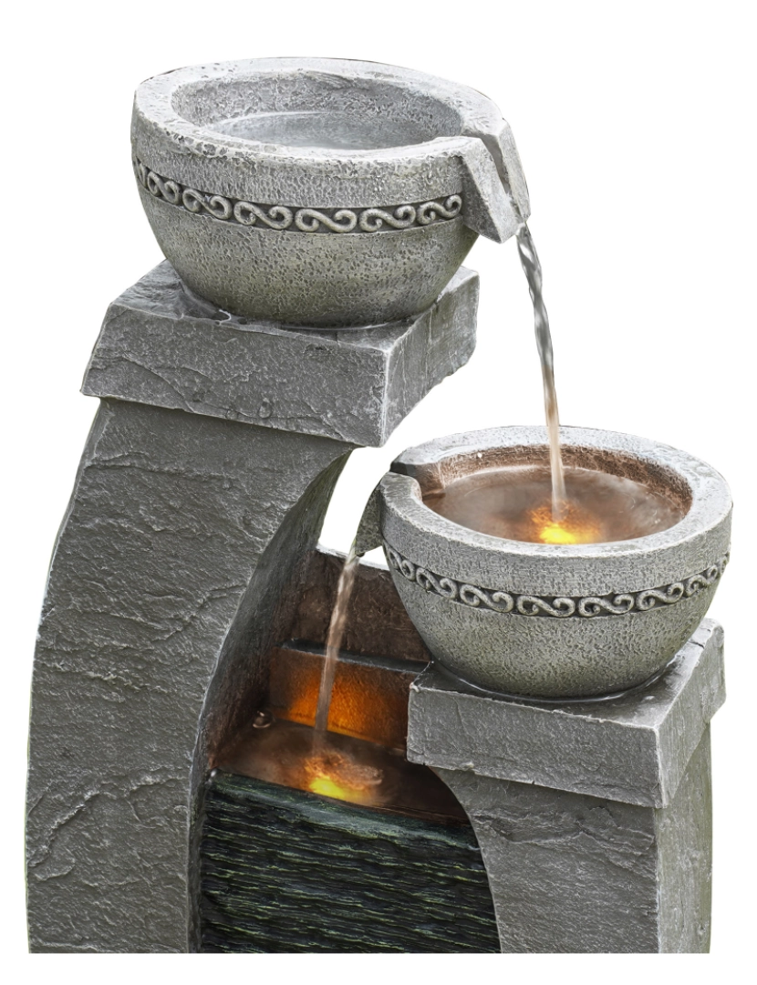 imagem de Peaktop Solar Power Water Fountain Garden Slate Grey Ornament, luz Pt-Sf00026