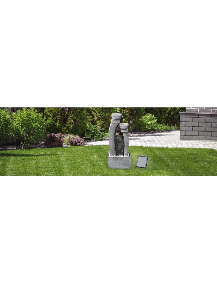 imagem de Peaktop Solar Power Water Fountain Garden Slate Grey Ornament, luz Pt-Sf00027