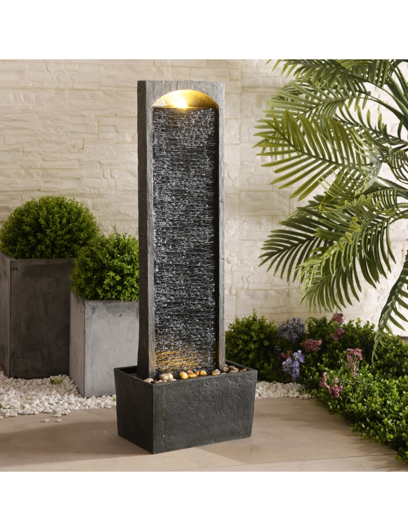 imagem de Peaktop Stone Finish Waterfall Fountain, Stone Grey, Poly Resin, Rj-19041-Uk2