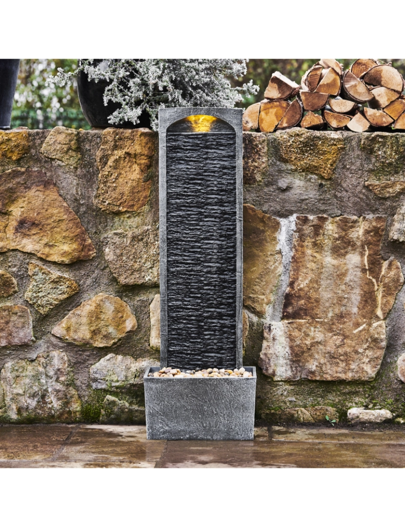 imagem de Peaktop Stone Finish Waterfall Fountain, Stone Grey, Poly Resin, Rj-19041-Uk3