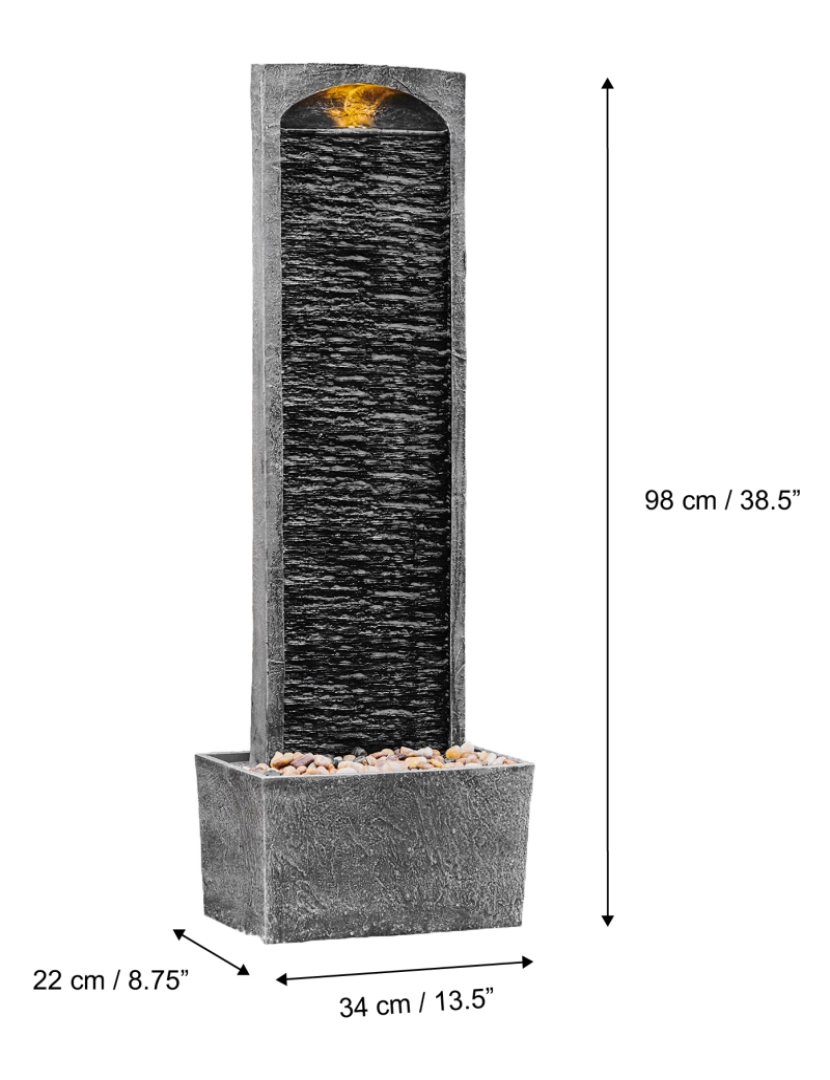 imagem de Peaktop Stone Finish Waterfall Fountain, Stone Grey, Poly Resin, Rj-19041-Uk4